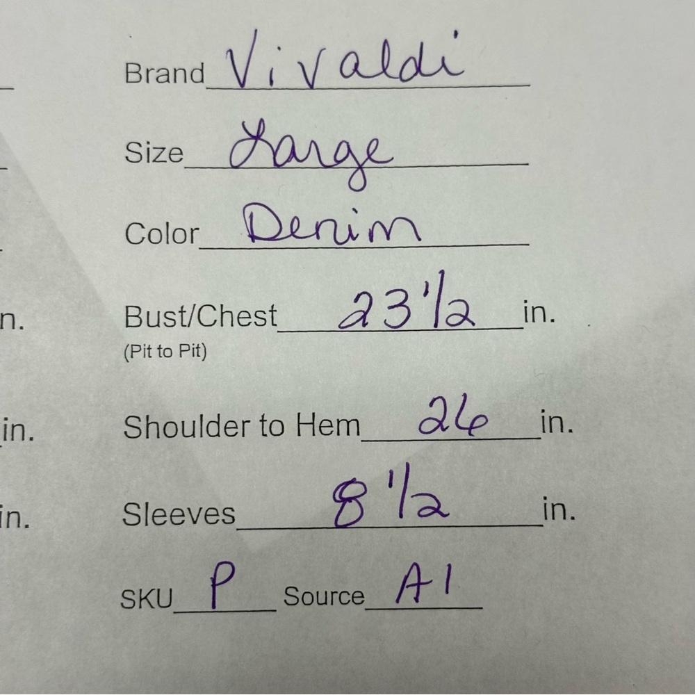 Vivaldi Jeanswear Floral Embroidered Denim Button Down Shirt Large Vintage - Picture 8 of 8